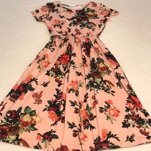 Pink Rose Midi Pocket Boutique Dress